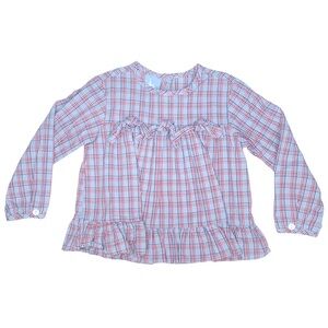 Bella Bliss Millicent Plaid Blouse Knot Ruffle Top 5